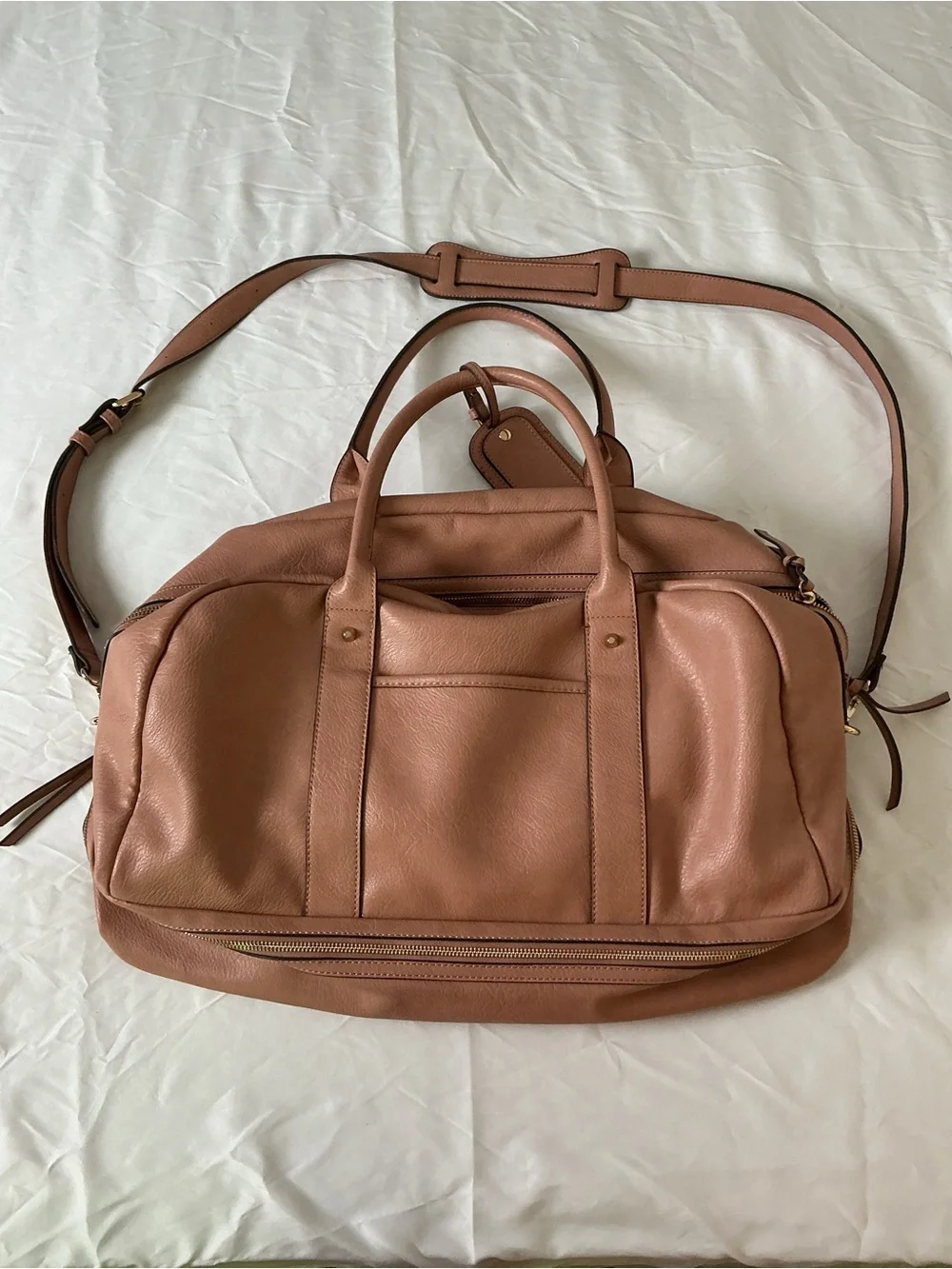 Sole Society Blush Pink Vegan Pebbled Leather Weekender Duffle Bag
